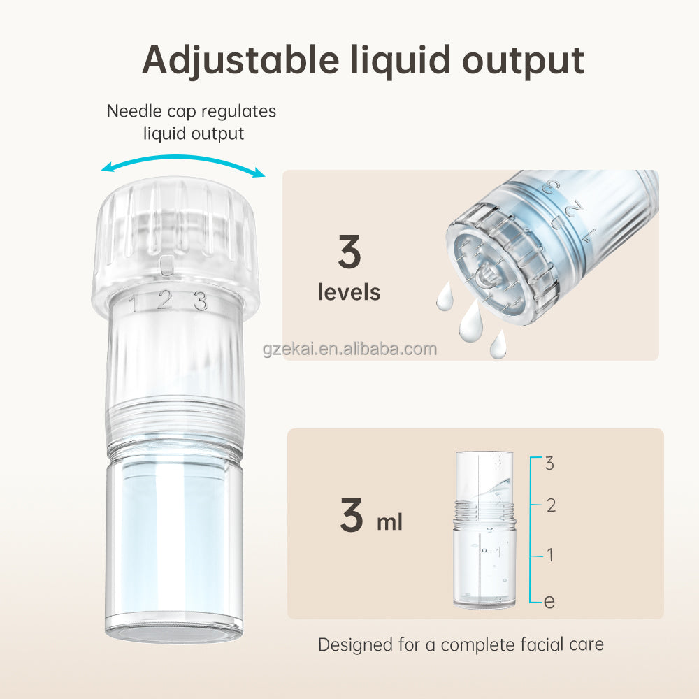 3 ml haznesi ve üç sıvı çıkış ayarı gösterilen Hydra Pen H3 kartuşu
