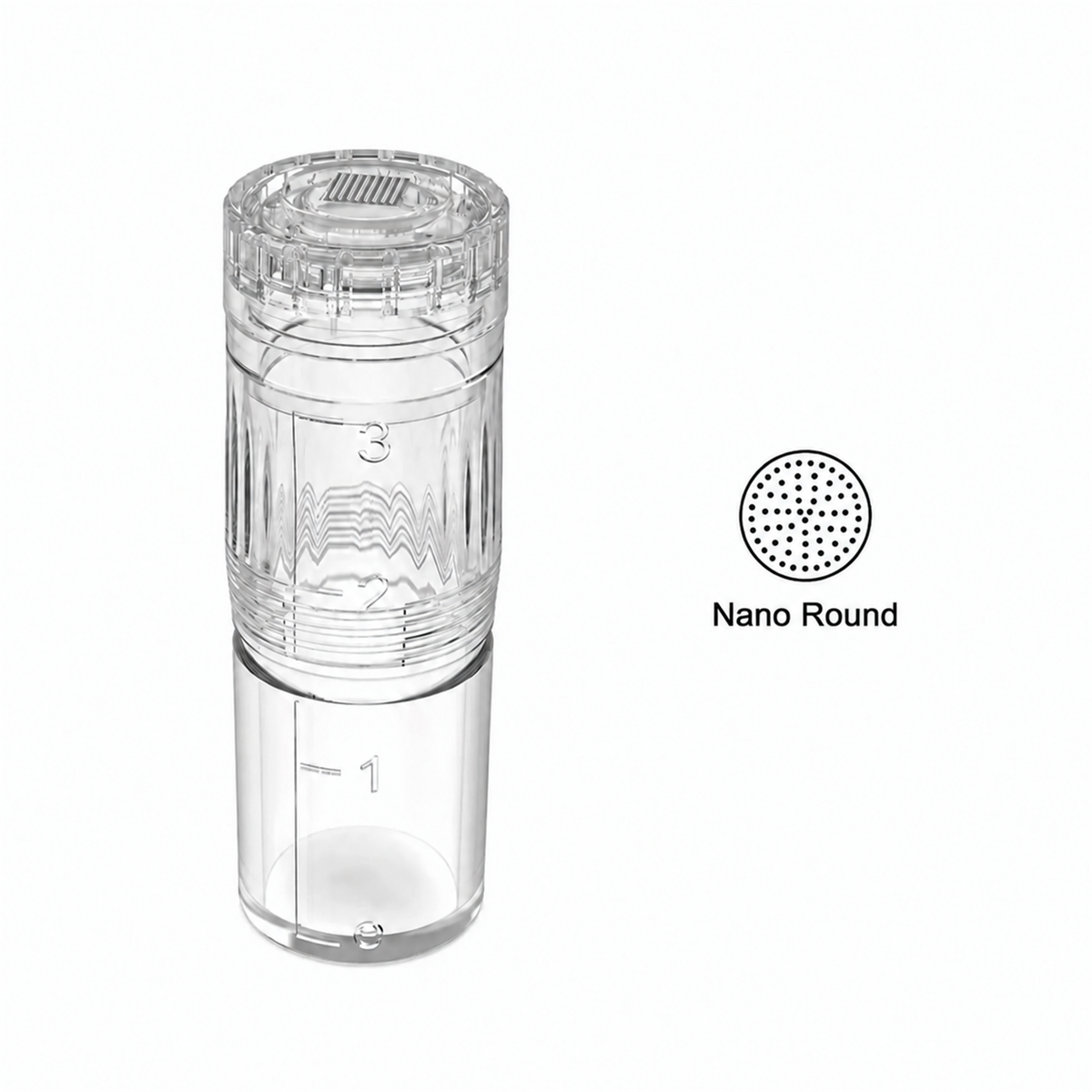 Haznesi ve yuvarlak uç deseni şemasıyla Hydra Pen H3/H5 uyumlu Nano Yuvarlak yedek kartuş